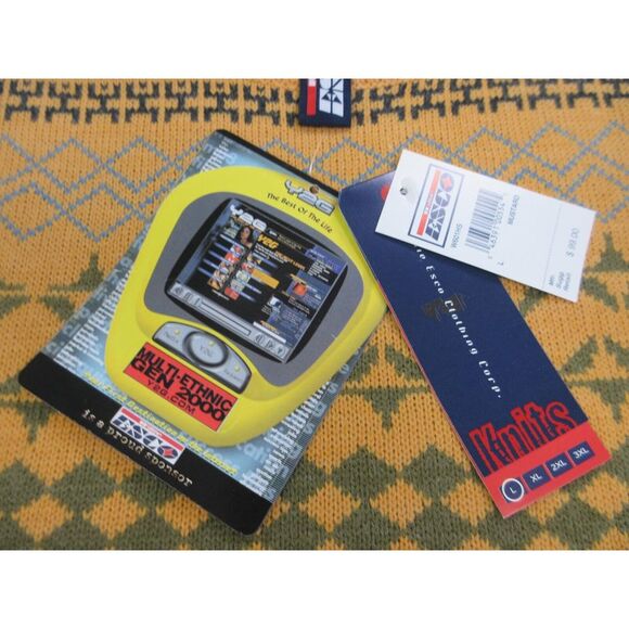 VINTAGE Willie Esco Sweater Mens Large Yellow Geometric Hip Hop 90s Y2K‎ - Picture 5 of 12